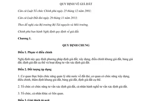 Nghị định 44/2014/NĐ-CP quy định về giá đất