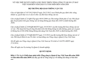 Quyết định 1834/QĐ-BGTVT Chiến lược phát triển Tổng công ty Quản lý bay Việt Nam 2020 2014