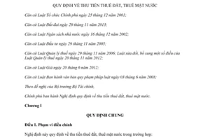 Nghị định 46/2014/NĐ-CP thu tiền thuê đất thuê mặt nước