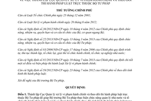 Quyết định 717/QĐ-TTg 2014 thành lập Cục Quản lý xử lý vi phạm hành chính theo dõi thi hành pháp luật