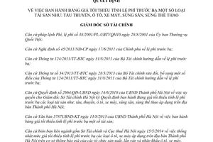 Quyết định 2606/QĐ-STC 2014 phí trước bạ tàu thuyền ô tô xe máy súng săn súng thể thao Hà Nội