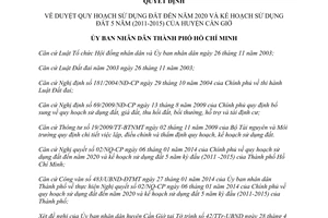 Quyết định 2357/QĐ-UBND 2014 quy hoạch kế hoạch sử dụng đất đến 2020 Cần Giờ Hồ Chí Minh