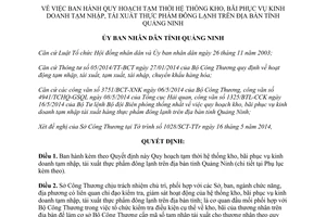 Quyết định 989/QĐ-UBND 2014 quy hoạch kho bãi phục vụ tạm nhập tái xuất thực phẩm đông lạnh Quảng Ninh