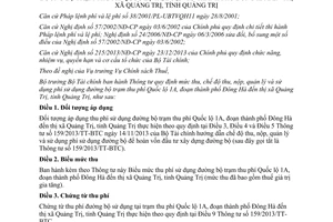 Thông tư 63/2014/TT-BTC sử dụng phí sử dụng đường bộ trạm thu phí Quốc lộ 1A Quảng Trị