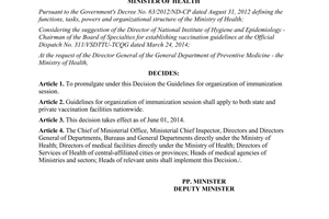 Decision No. 1731/QD-BYT guidelines organization of immunization session 2014
