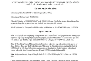 Quyết định 1511/QĐ-UBND ủy quyền cấp chứng nhận quyền sử dụng đất sở hữu nhà ở Bình Định 2015