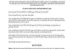 Quyết định 20/2014/QĐ-UBND tuyển dụng công chức xã phường thị trấn Hà Nội Nội quy kỳ thi tuyển