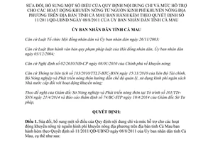 Quyết định 11/2014/QĐ-UBND sửa đổi chi hỗ trợ khuyến nông từ nguồn kinh phí địa phương Cà Mau