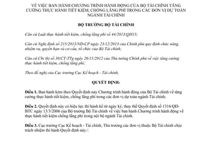 Quyết định 1041/QĐ-BTC 2014 Chương trình thực hành tiết kiệm chống lãng phí Bộ Tài chính