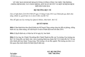 Quyết định 4900/QĐ-BYT 2014 điều trị phòng chống bệnh sởi tay chân miệng sốt xuất huyết dịch mới nổi