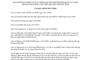 Quyết định 24/2014/QĐ-UBND quy trình chuyển đổi mô hình quản lý kinh doanh chợ Hà Tĩnh