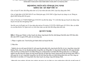 Nghị quyết 148/NQ-HĐND 2014 Quy hoạch xây dựng vùng huyện Hải Hà Quảng Ninh 2030 tầm nhìn 2050