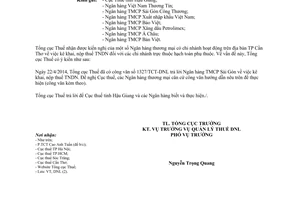 Công văn 1582/TCT-DNL năm 2014 kê khai nộp thuế thu nhập doanh nghiệp chi nhánh  Cần Thơ