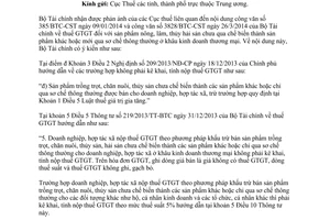 Công văn 5904/BTC-TCT năm 2014 thuế giá trị gia tăng sản phẩm trồng trọt chăn nuôi thủy hải sản