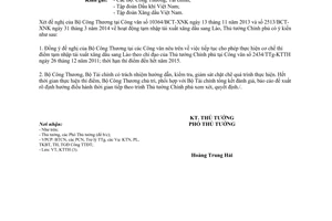 Công văn 588/TTg-KTTH năm 2014 cơ chế thí điểm tạm nhập tái xuất xăng dầu sang Lào