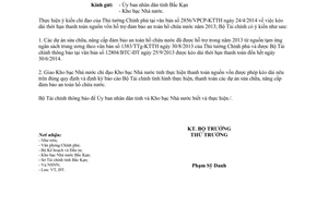 Công văn 6145/BTC-ĐT 2014 kéo dài thời hạn thanh toán nguồn vốn hỗ trợ đảm bảo an toàn hồ chứa 2013