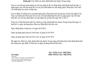 Công văn 1662/TCT-HTQT 2014 thông báo hiệu lực Hiệp định thuế giữa Việt Nam Pa-le-xtin