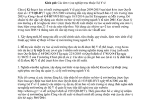 Công văn 504/MT-YT 2014 nhiệm vụ bảo vệ môi trường 2015