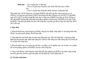 Công văn 2410/BGDĐT-GDTrH 2014 nghiên cứu khoa học tổ chức Cuộc thi quốc gia học sinh trung học 2014 2015