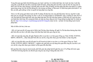 Công văn 6193/BTC-PC 2014 giới thiệu đề cương luật đã được Quốc hội thông qua tại kỳ họp