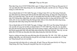 Công văn 611/TCNL-KHCN 2014 quy định dán nhãn năng lượng cho sản phẩm bóng đèn