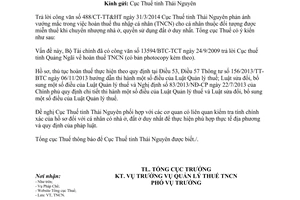 Công văn 1733/TCT-TNCN năm 2014 hoàn thuế thu nhập cá nhân chuyển nhượng bất động sản