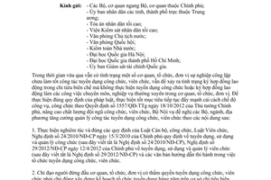 Công văn số 1586/BNV-CCVC 2014 tăng cường quản lý công tác tuyển dụng công chức viên chức