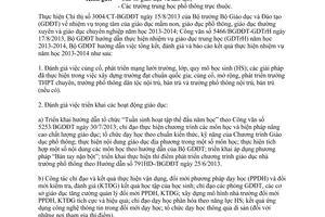 Công văn 2586/BGDĐT-GDTrH hướng dẫn tổng kết năm học 2013 2014