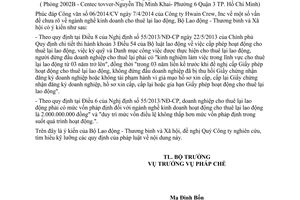 Công văn 1655/LĐTBXH-PC 2014 giải đáp về cho thuê lại lao động