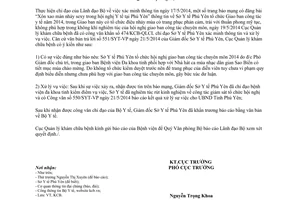 Công văn 493/KCB-QLCL năm 2014 xử lý thông tin báo mạng đưa tin Sở Y tế Phú Yên