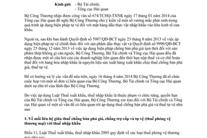 Công văn 4530/BCT-QLCT năm 2014 áp dụng thuế chống bán phá giá chống trợ cấp tự vệ