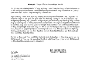 Công văn 351/QLCT-P2 2014 hoàn thuế tự vệ nguyên liệu dầu thực vật dùng sản xuất hàng xuất khẩu