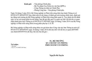 Công văn 2551/BNN-VP năm 2014 đính chính 09/2014/TT-BNNPTNT đánh giá môi trường
