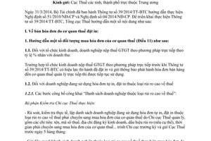 Công văn 2010/TCT-TVQT 2014 hướng dẫn thực hiện 39/2014/TT-BTC