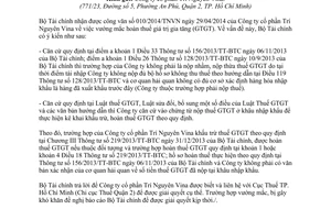 Công văn 7183/BTC-TCHQ 2014 vướng mắc hoàn thuế giá trị gia tăng