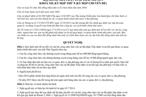 Nghị quyết 42/2014/NQ-HĐND hỗ trợ cán bộ Bộ phận Tiếp nhận trả kết quả hành chính Thái Nguyên