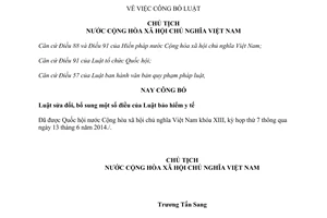 Lệnh công bố Luật bảo hiểm y tế sửa đổi 2014