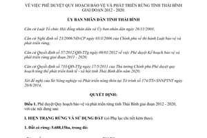 Quyết định 1413/QĐ-UBND 2014 Quy hoạch bảo vệ phát triển rừng Thái Bình 2012 2020