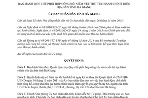 Quyết định 1257/QĐ-UBND 2014 Quy chế phối hợp công bố niêm yết thủ tục hành chính Hà Giang