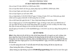 Quyết định 288/2014/QĐ-UBND chế độ trợ cấp xã hội hàng tháng người cao tuổi đảng viên Bắc Ninh