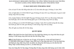 Quyết định 10/2014/QĐ-UBND khen thưởng giải thưởng chất lượng công trình Đồng Tháp