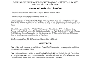 Quyết định 1402/QĐ-UBND 2014 phối hợp quản lý lao động nước ngoài Lâm Đồng