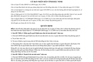 Quyết định 296/2014/QĐ-UBND sửa đổi phân cấp quản lý tài sản nhà nước 174/2009/QĐ-UBND Bắc Ninh