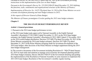 Circular No. 84/2014/TT-BTC guiding the 2015 state budget estimates