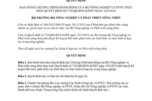 Quyết định 1443/QĐ-BNN-KTHT 2014 Chương trình hành động Bộ Nông nghiệp thực hiện 710/QĐ-BNN-KTHT