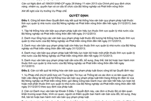 Quyết định 1457/QĐ-BNN-PC 2014 công bố kết quả hệ thống hóa văn bản quy phạm pháp luật