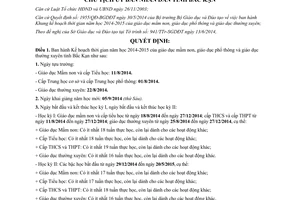 Quyết định 1042/QĐ-UBND Kế hoạch năm học 2014 2015 giáo dục mầm non phổ thông thường xuyên Bắc Kạn