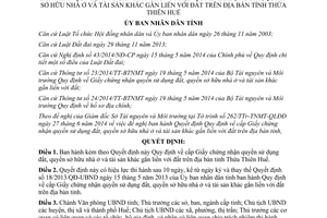 Quyết định 31/2014/QĐ-UBND cấp Giấy chứng nhận quyền sử dụng đất Thừa Thiên Huế