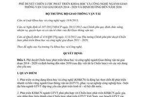 Quyết định 2490/QĐ-BGTVT 2014 phát triển khoa học công nghệ Giao thông vận tải 2014 2020 định hướng 2030