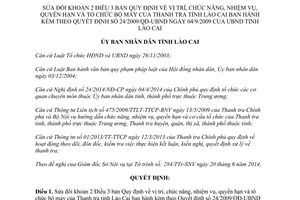 Quyết định 20/2014/QĐ-UBND sửa đổi nhiệm vụ quyền hạn tổ chức bộ máy Thanh tra Lào Cai 24/2009/QĐ-UBND